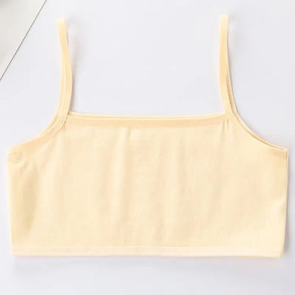 3PC Girls Bra Underwear Lingerie Kids Teens Teenage Young Adolescente 8-12Years Student Cotton Double Deck Solid Color [GRM] [UND]