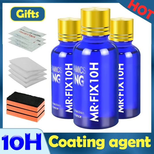 3PCS 10H Ceramic Coating Polishing Wax Super Hydrophobic Paint Care Durability Anti-Corrosion Plated Crystal Car Liquid Glass [DTL]