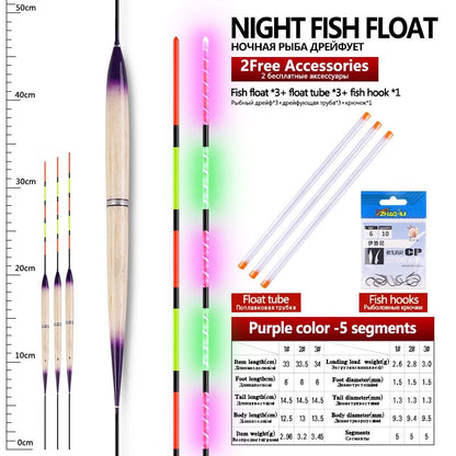 3PCS Electric Fishing Floats+3 Float Tubes Night Luminous Float Balsa Wood Boya Lake River Carp Fishing Tools Without Battery [SPT]