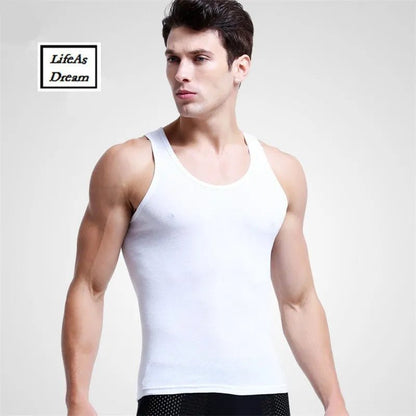 3pcs/lot Cotton Mens  Underwear Sleeveless Tank Top Solid Muscle Vest Undershirts O-neck Gymclothing T-shirt men's vest [GRM] [UND]