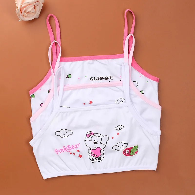 3PCS/LOTcotton young girls training bra 8-13 years old children bras Condole belt vest kids bra camisole for child [GRM] [UND]