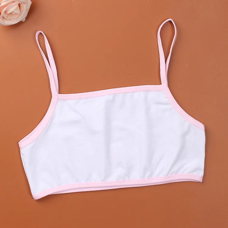 3PCS/LOTcotton young girls training bra 8-13 years old children bras Condole belt vest kids bra camisole for child [GRM] [UND]