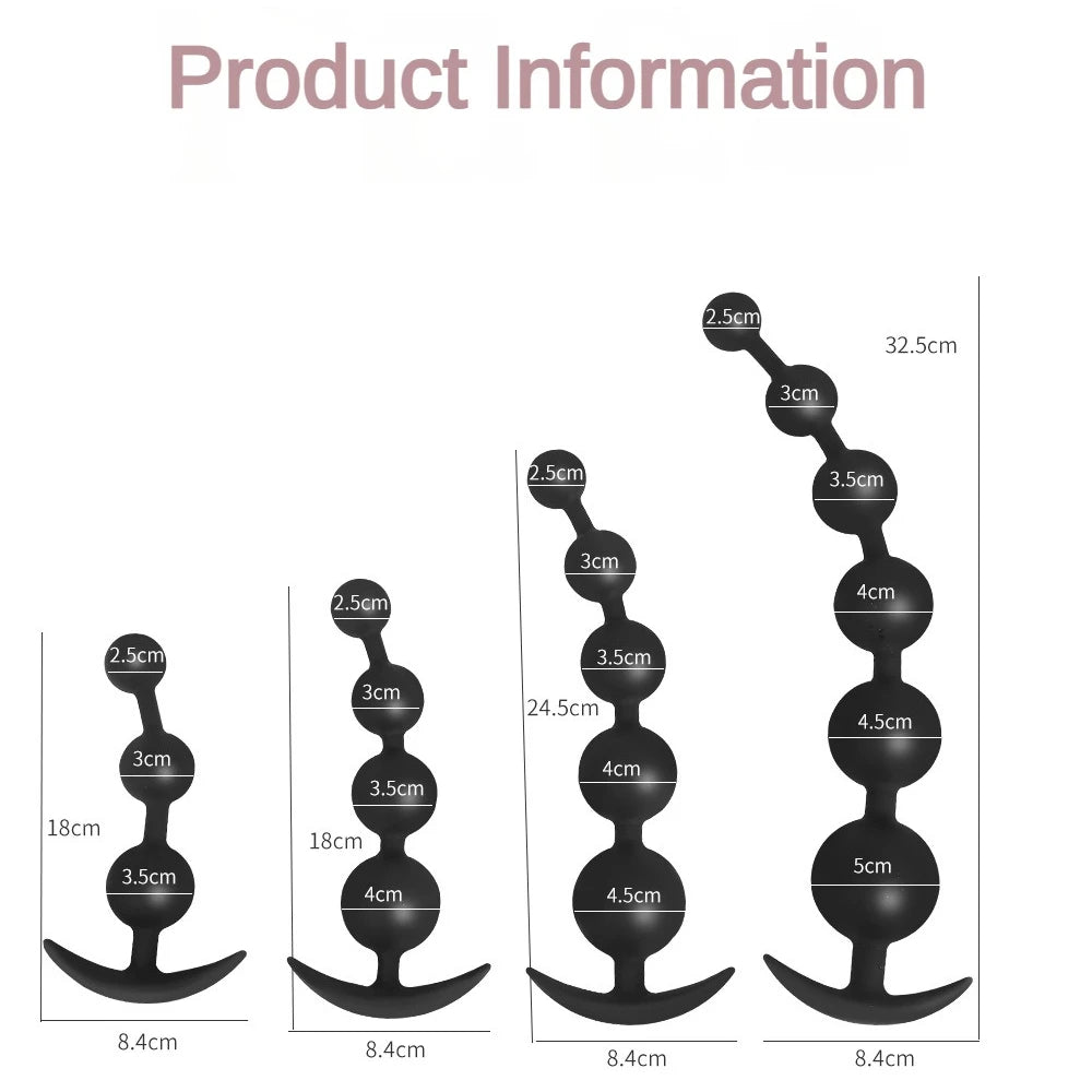 4 Sizes Silicone Anal Beads Anal Plug Butt Plug Pull Beads Dildo Masturbator Anal Dilator Adult Sex Toys For Woman Men Sex Shop [ADL]