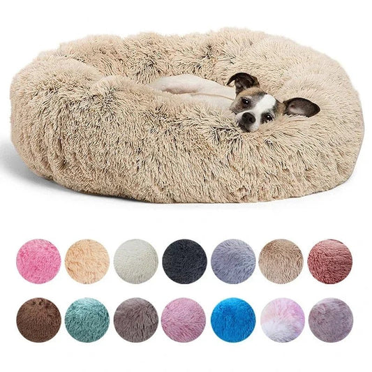 40-90cm Round Pet Bed for Large Dog Bed Super Soft Cat Bed Long Plush Dog House for Medium Dog House Winter Warm Sleeping [PET]