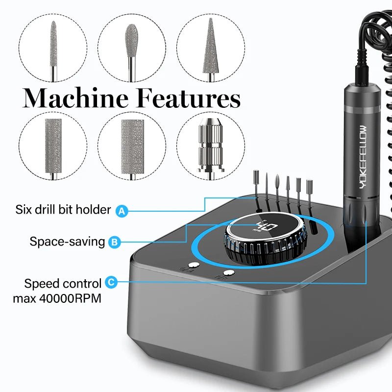 40000RPM Electric Nail Drill Professional Manicure Machine With Brushless Motor Nails Sander Set Nail Salon Polisher Equipment [BEU]