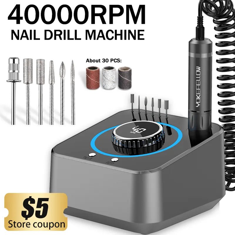 40000RPM Electric Nail Drill Professional Manicure Machine With Brushless Motor Nails Sander Set Nail Salon Polisher Equipment [BEU]