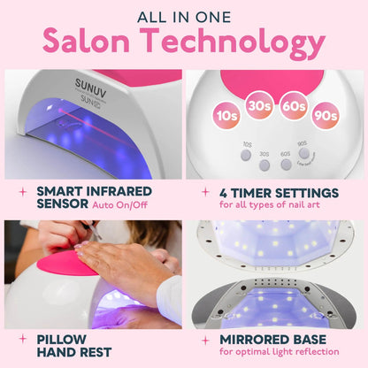 48W Nail Lamp UV Lamp SUN2 Nail Dryer for UV LED Gel Nail Dryer Infrared Sensor with  Rose Silicone Pad Salon Use [BEU]