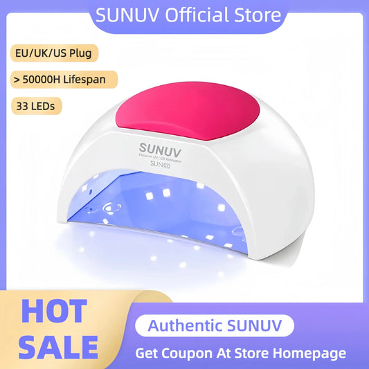 48W Nail Lamp UV Lamp SUN2 Nail Dryer for UV LED Gel Nail Dryer Infrared Sensor with  Rose Silicone Pad Salon Use [BEU]