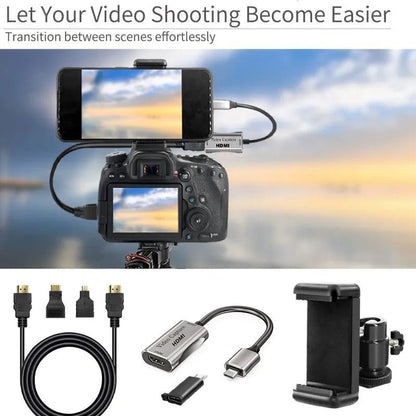 4K Video Capture Card HDMI Adapter DSLR Video Camera Transmission Mobile Phone Screen Monitor Set for Vlog Youtuber Filmmaker [PHO]