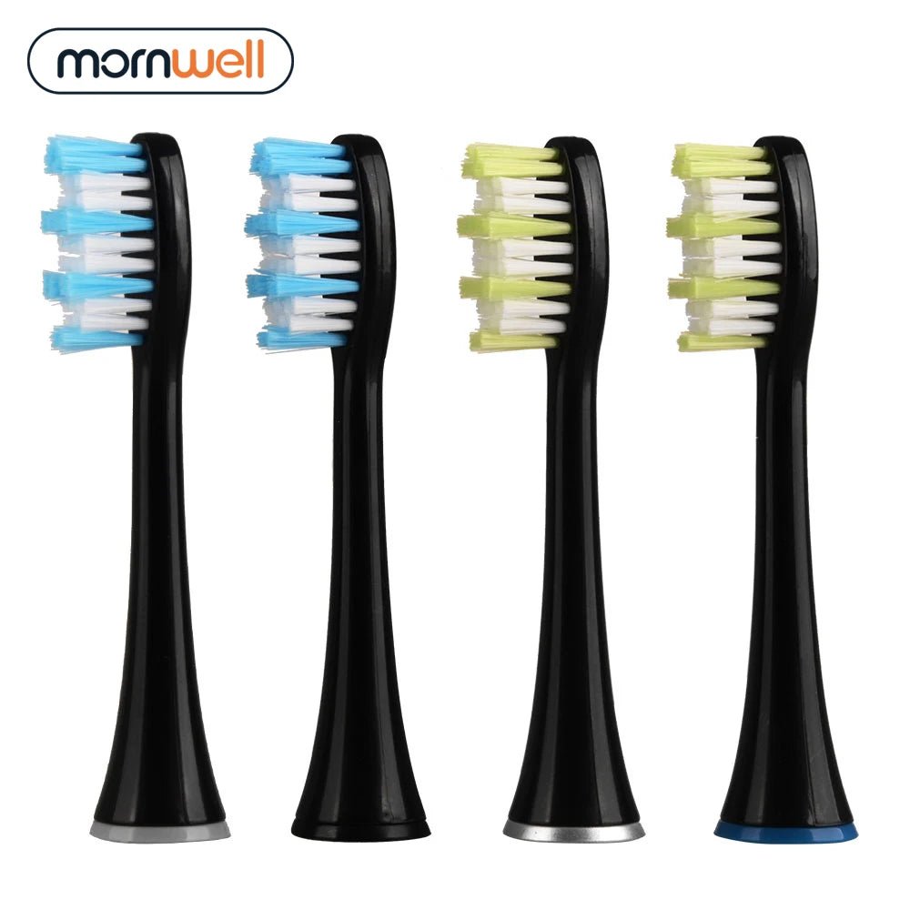 4pcs Black Standard Replacement Toothbrush Heads with Caps for Mornwell D01B Electric Toothbrush [HAP]