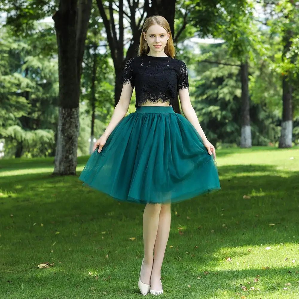 5 Layers 60cm Midi Tulle Skirt Princess  Womens Adult Tutu Fashion Clothing Faldas Saia Femininas Jupe Summer Style [WOM]