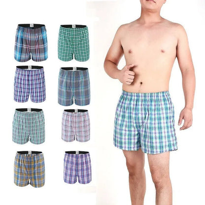 5 pcs Mens Underwear Boxers Shorts Casual Cotton Sleep Underpants Quality Plaid Loose Comfortable Homewear Striped Arrow Panties [GRM] [UND]