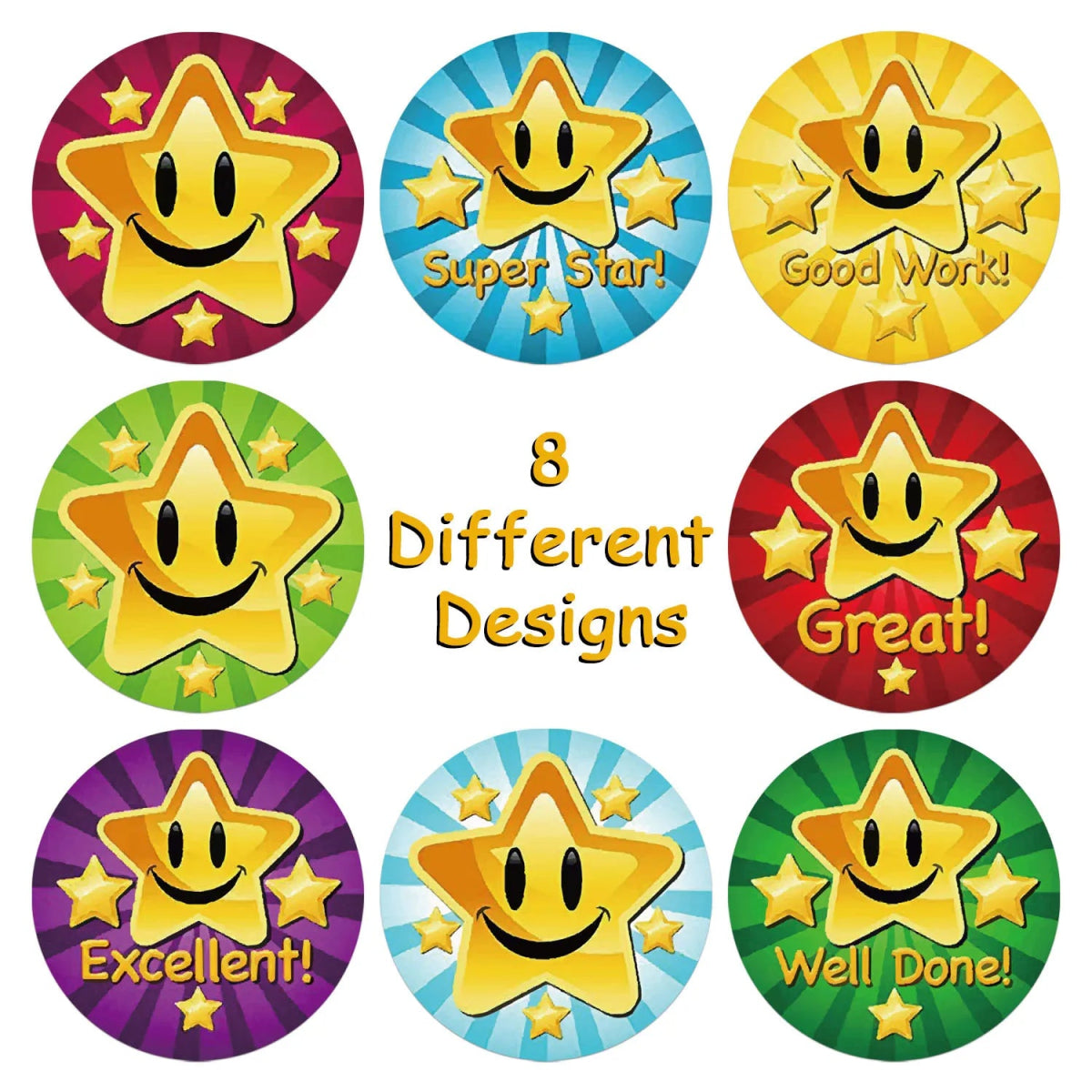 50-500pcs Children Reward Stickers Creative School Supplies Reward Cute Star Sticker 2.5cm Circle Kids Toy Stickers [STA]