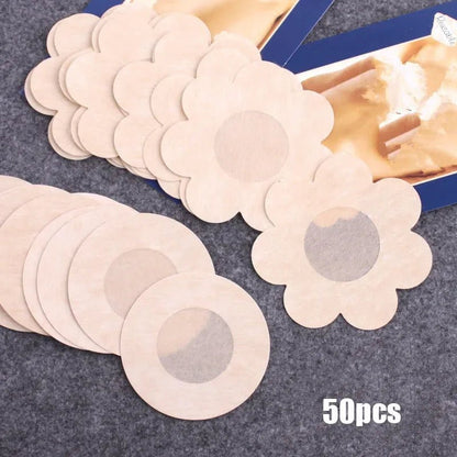 50pcs Women's Invisible Breast Lift Tape Overlays on Bra Nipple Stickers Chest Stickers Adhesivo Bra Nipple Covers Accessories [GRM] [UND]