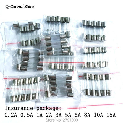 50PCS/LOT 10 Kinds 5x20mm Fast Glass Fuse Kit In Package 0.2A 0.5A 1A 2A 3A 5A 6A 8A 10A 15A /250V 5*20 Insurance Tube Package [HOM]