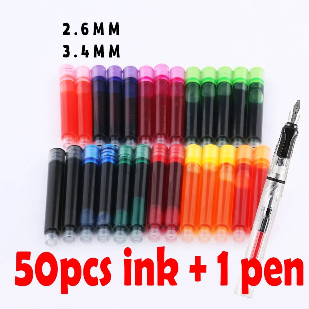 51pcs Fountain Pen ink refills diameter 2.6mm 3.4mm standards international Stationery Office supplies INK PEN [STA]