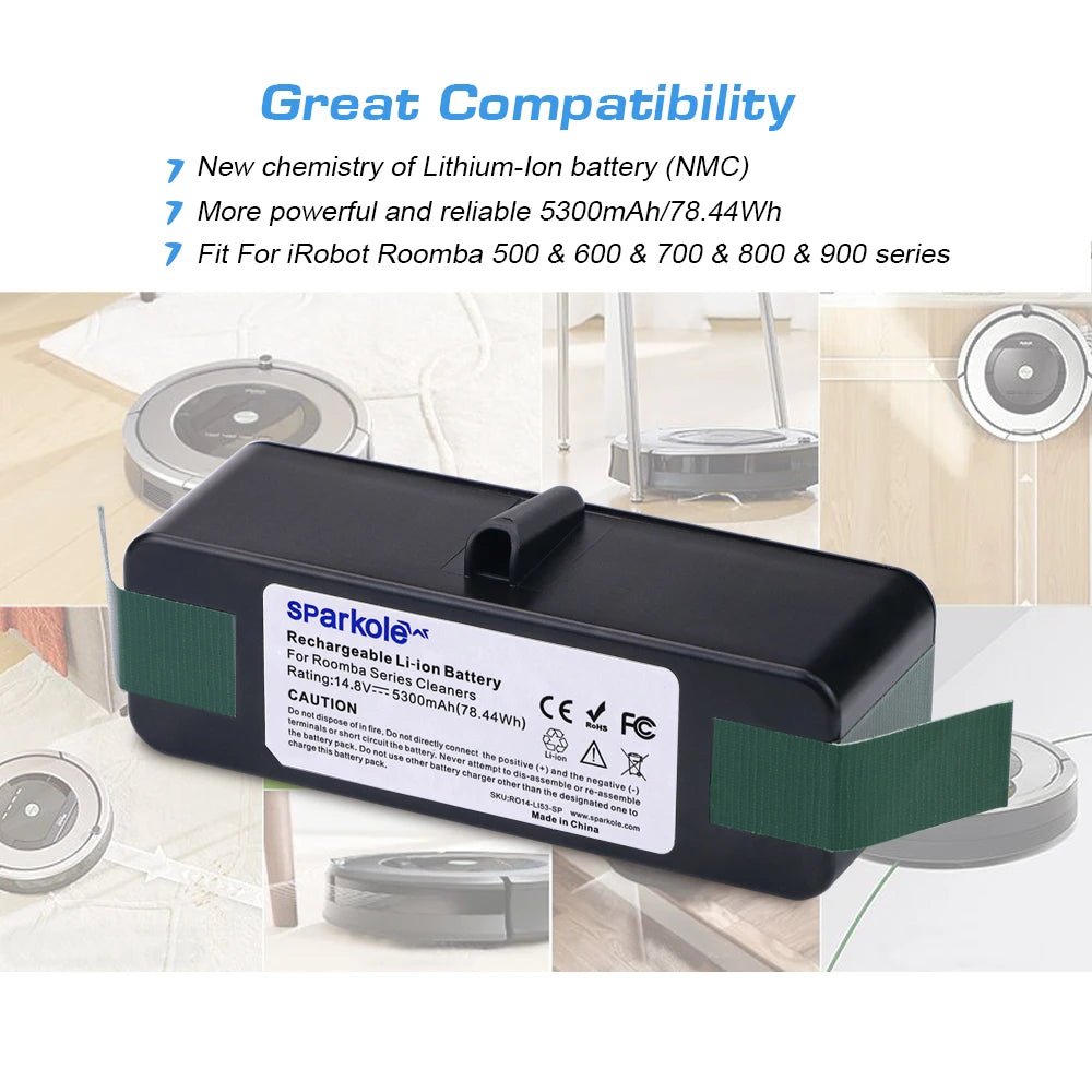 5.3 Ah 14.8V Li-ion Battery for iRobot Roomba 500 600 700 800 Series 555 560 580 620 630 650 760 770 780 790 870 880 R3 [HAP]