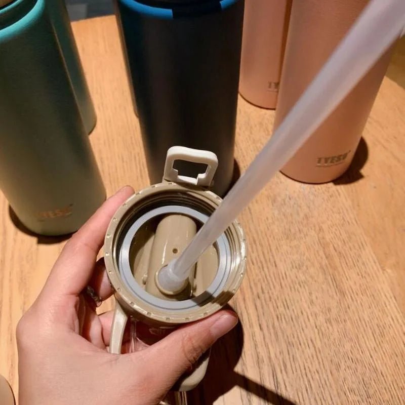 530/750 Thermos Mug With Straw Stainless Steel Thermal Insulation Straight Cup Thermal Water Bottle Tumbler Thermocup 1pcS [MUG]