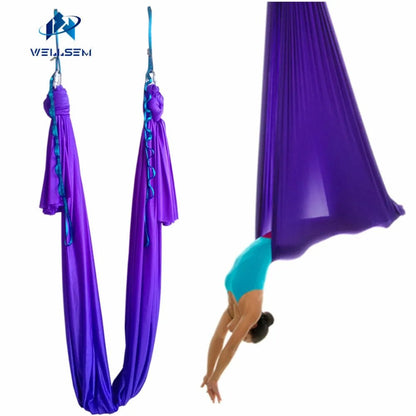 5m Length sets Aerial Yoga Hammock Flying Anti-gravity Arial Yoga Swing  Bodybuilding Workout Fitness Equipment Home Gym Sports [SPT]