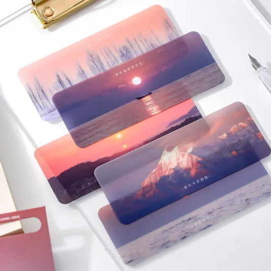 5pcs Dusk Clouds Bookmark Simple Ins Landscape PVC Matte Reading Retro Book Page Marker Message Card Stationery Supplies [STA]