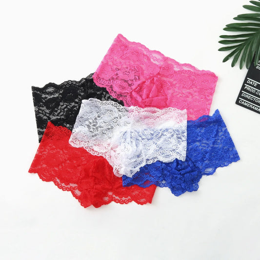 5pcs Men's Sexy Lace Boxer See-Through Transparent Underwear Exotic Crossdressing Sissy Lingerie Breathable Penis Pouch Panties [GRM] [UND]