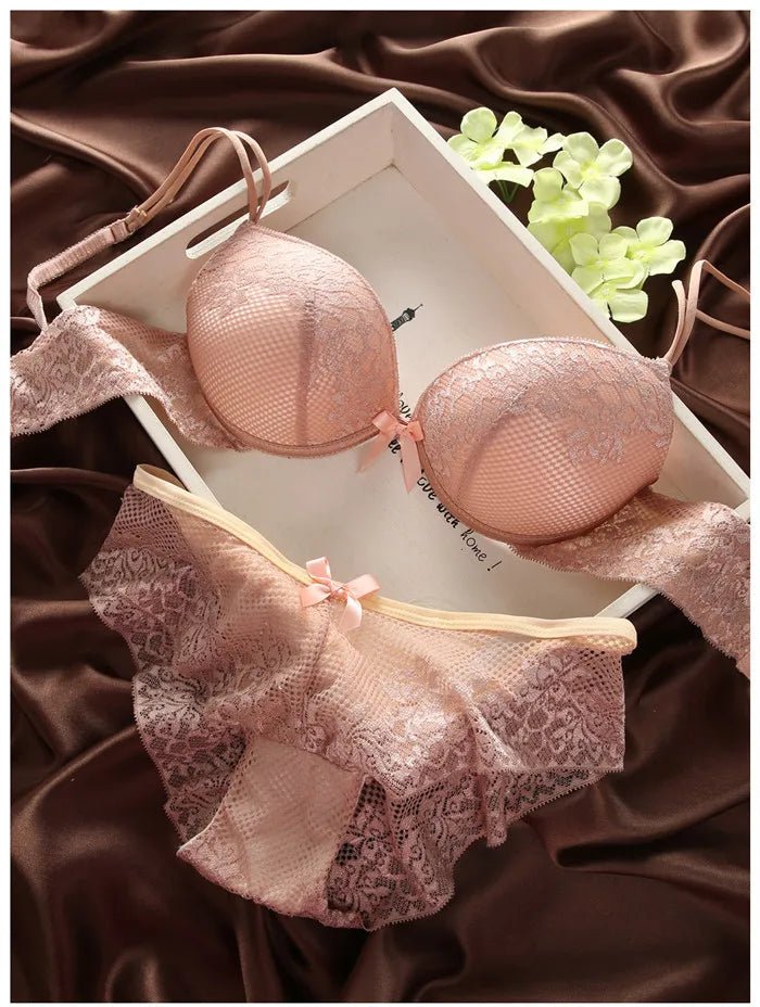 6 Colors Brassiere Set Sexy Lace Bra Sets Comfortable Underwear Set Solid Crop Top Female Lingerie For Women Underwire Push Up [GRM] [UND]