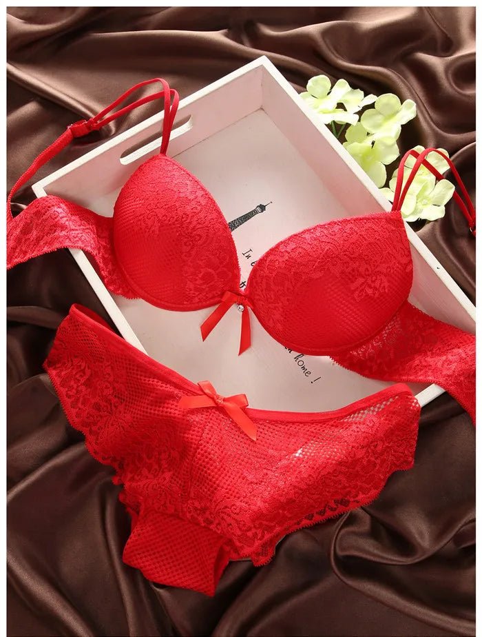 6 Colors Brassiere Set Sexy Lace Bra Sets Comfortable Underwear Set Solid Crop Top Female Lingerie For Women Underwire Push Up [GRM] [UND]