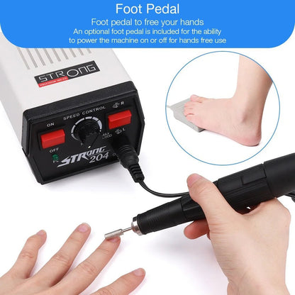 65W Electric Nail Drill Machine 35000rpm Strong 204 For Manicure Pedicure Machine Professional Nail File Sanding Grinding Device [BEU]