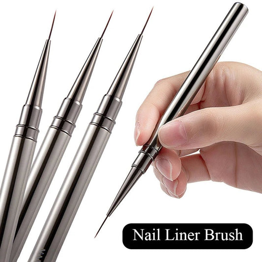 6/9/12/15/18mm Nail Art Liner Brush Metal Handle Painting Acrylic French Stripe Drawing Pen UV Gel Polish Nail Art Manicure Tool [BEU]