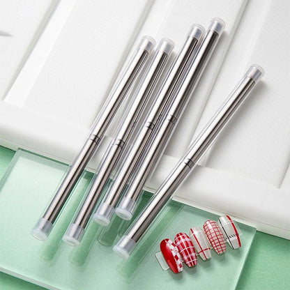 6/9/12/15/18mm Nail Art Liner Brush Metal Handle Painting Acrylic French Stripe Drawing Pen UV Gel Polish Nail Art Manicure Tool [BEU]