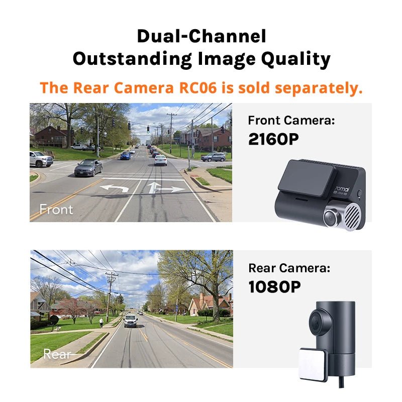 70mai 4K Dash Cam A800S Built-in GPS ADAS 140°FOV 70mai Camera Car DVR 24H Parking Monitor Front Cam Only, Support Rear Cam [CAR]