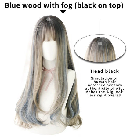 7JHH WIGS Layer Blue Brown Black LOLITA Wigs With Bangs Long Straight Omber Purple Noble Wigs For Women Fashion Cosplay Wig [LOL]