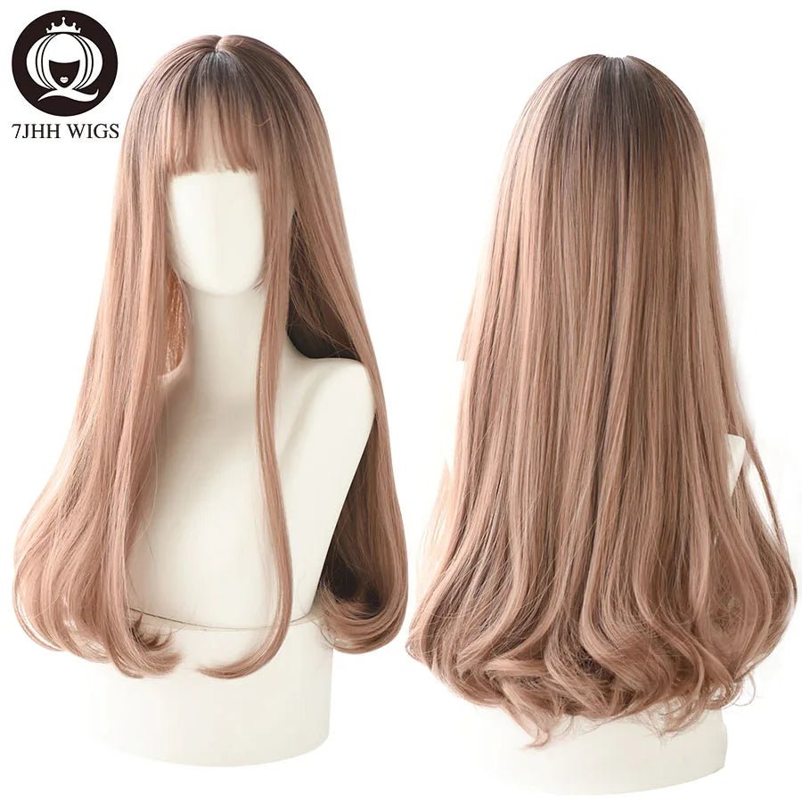 7JHH WIGS Layer Blue Brown Black LOLITA Wigs With Bangs Long Straight Omber Purple Noble Wigs For Women Fashion Cosplay Wig [LOL]