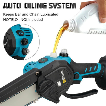 8 Inch Brushless Electric Chain Saw Cordless Woodworking Handheld Pruning Chainsaw Garden Cutting Tools for Makita 18V Battery [TOL]