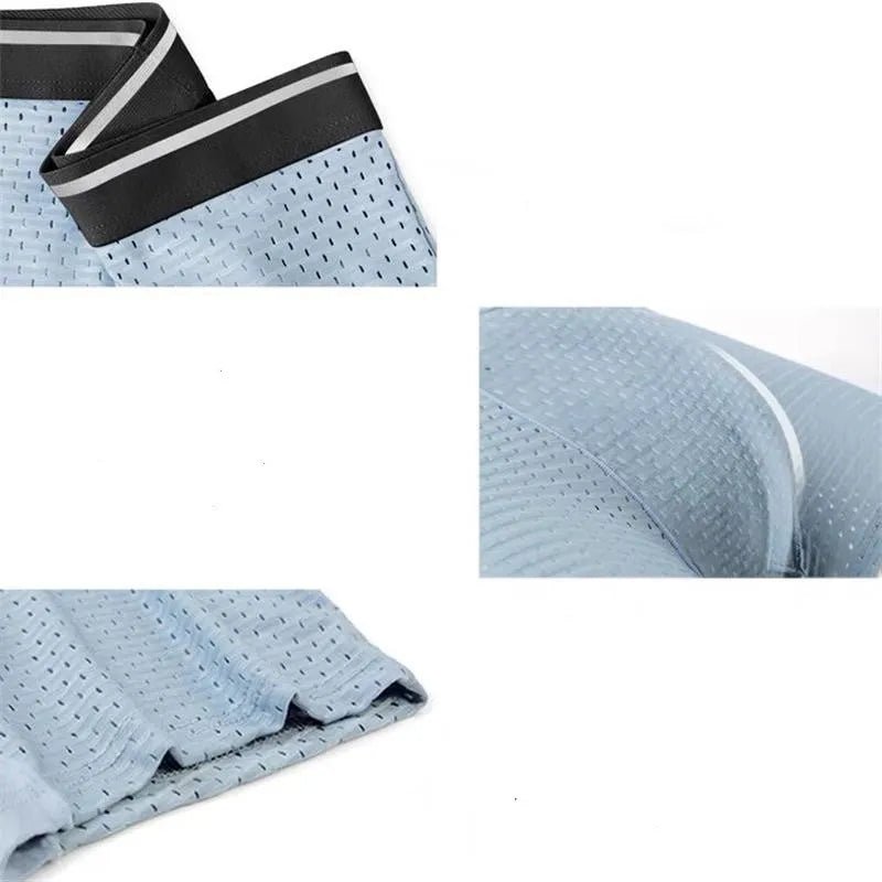 8pcs/Lot Men's Panties Ice Silk Male Underpants Breathable Summer Man Shorts Boxers Underwear Homme Bamboo Hole Large Size L-5XL [GRM] [UND]