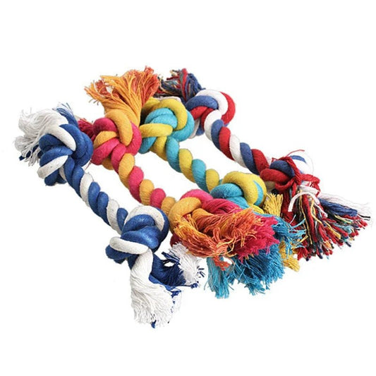 1 pcs Pets dogs pet supplies Pet Dog Puppy Cotton Chew Knot Toy Durable Braided Bone Rope 15CM Funny Tool (Random Color) [PET]