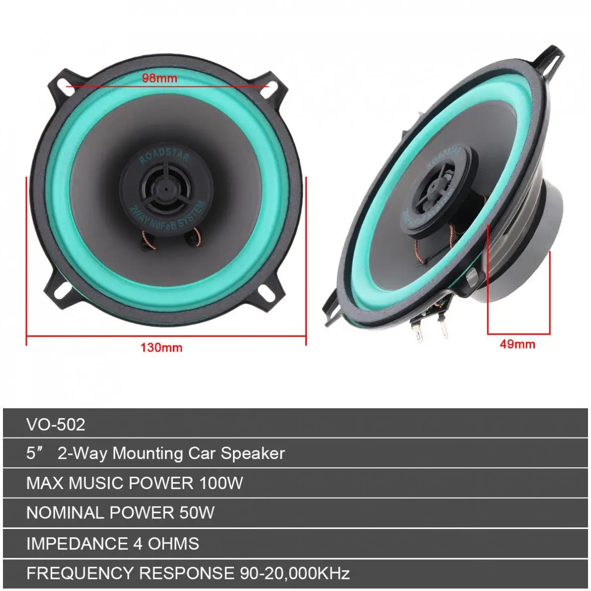 1 / 2 Pieces 5 Inch 100W HiFi Car Modified Coaxial Speaker Vehicle Door Auto Audio Music Stereo Full Range Frequency Loudspeaker [CAR]