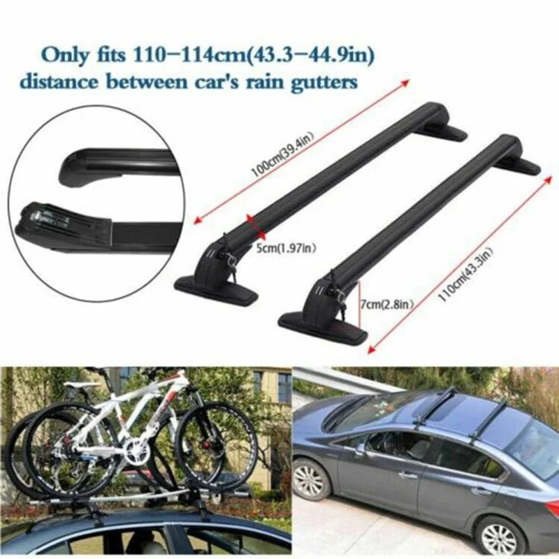 1 Pair with Lock Universal Vehicle Car Roof Mounting Rack Rail Bar Black Aluminum Luggage Carrier Top Car Rack Modification part [CAR]