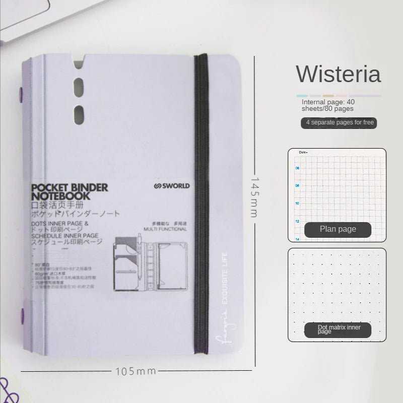 A7 Loose-leaf Business Office Notebook Journal 40 Sheets Pocket Binder Diary Journal Planner Notebook School Stationery [STA]