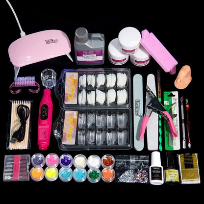 Acrylic Manicure Tool Set Acrylic Powder Nail Kit Quick Extension Kit Glitter Power Liquid Fake Nails Complete Nail Kit [BEU]