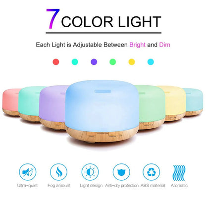 Air Humidifier Essential oil Diffuser 300ML 500ML Ultrasonic Cool Mist Maker Fogger Humidifier LED Lamp Aroma Diffuser Electric [HAP]