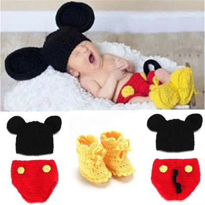 Animal Design Newborn Baby Crochet Photography Props Handmade Knit Mickey Costume Outfit Sleepy Owl Frog Baby Gift SG058 [PHO]