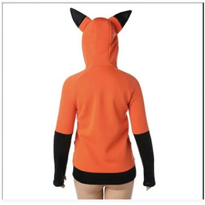 Animal Fox Ears Cosplay Costume Hooded Jacket Warm Orange Sweatshirt Cosplay Unisex Hoodie [COS]