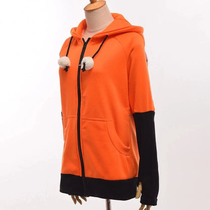 Animal Fox Ears Cosplay Costume Hooded Jacket Warm Orange Sweatshirt Cosplay Unisex Hoodie [COS]