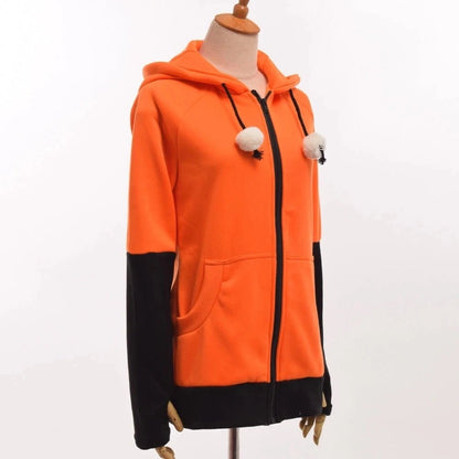 Animal Fox Ears Cosplay Costume Hooded Jacket Warm Orange Sweatshirt Cosplay Unisex Hoodie [COS]