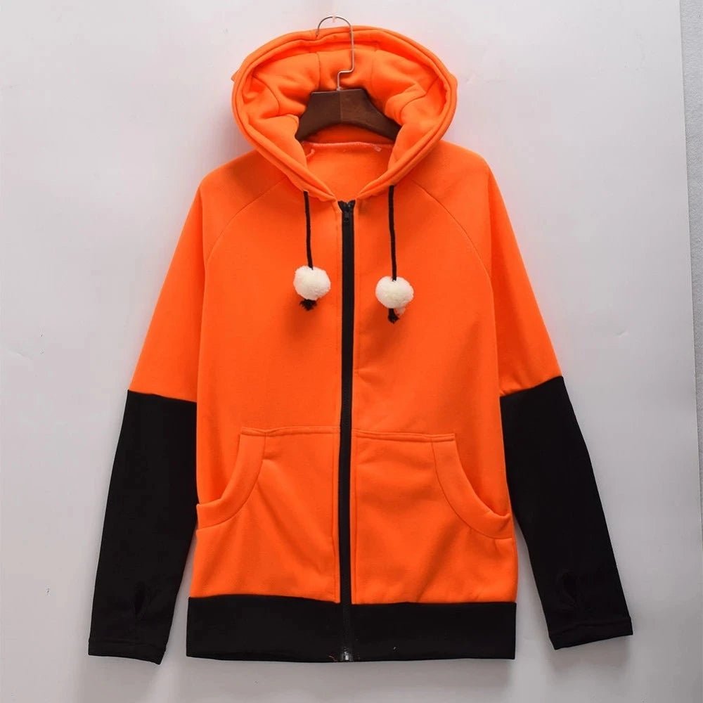 Animal Fox Ears Cosplay Costume Hooded Jacket Warm Orange Sweatshirt Cosplay Unisex Hoodie [COS]