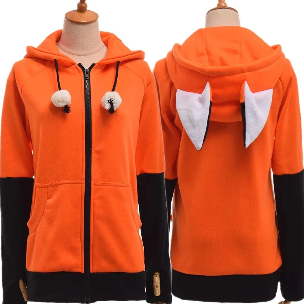 Animal Fox Ears Cosplay Costume Hooded Jacket Warm Orange Sweatshirt Cosplay Unisex Hoodie [COS]