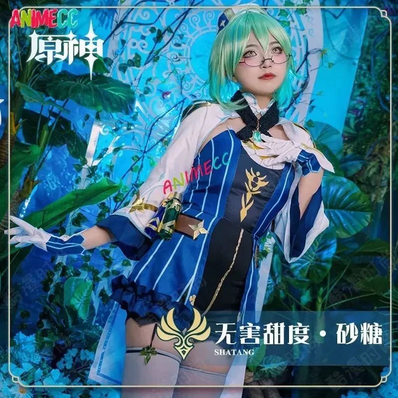 ANIMECC Sucrose Genshin Impact Cosplay Costume Saccharose Wigs Anime Uniform Halloween Party Outfit for Women Girls XS-XL [COS]