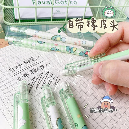 Automatic Pencil Boxed Cartoon Activity Pencil Student Cute Creative Press Pen School Stationery with Eraser Gift [STA]