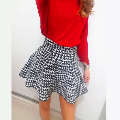 Autumn Winter Korean Women Skirt Knitting Woolen Midi Skirt Winter Ladies High Waist Casual Pleated Elastic Flared Skirts Womens [WOM]